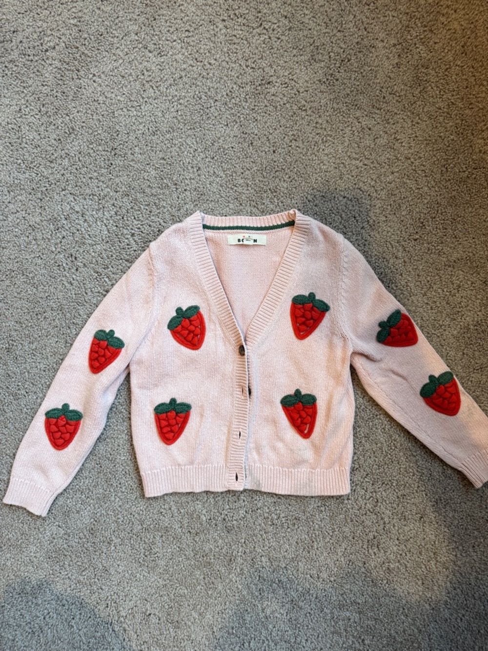 Mini Boden Light Pink Strawberry Sweater